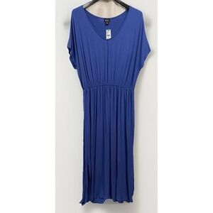 Simply Emma Women's Size 3X Dolman Blue Maxi Dress T‎ Shirt Material Side Slits